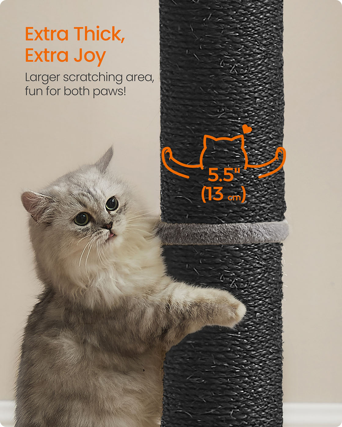Cat Scratching Post - Ink Black - Sisal