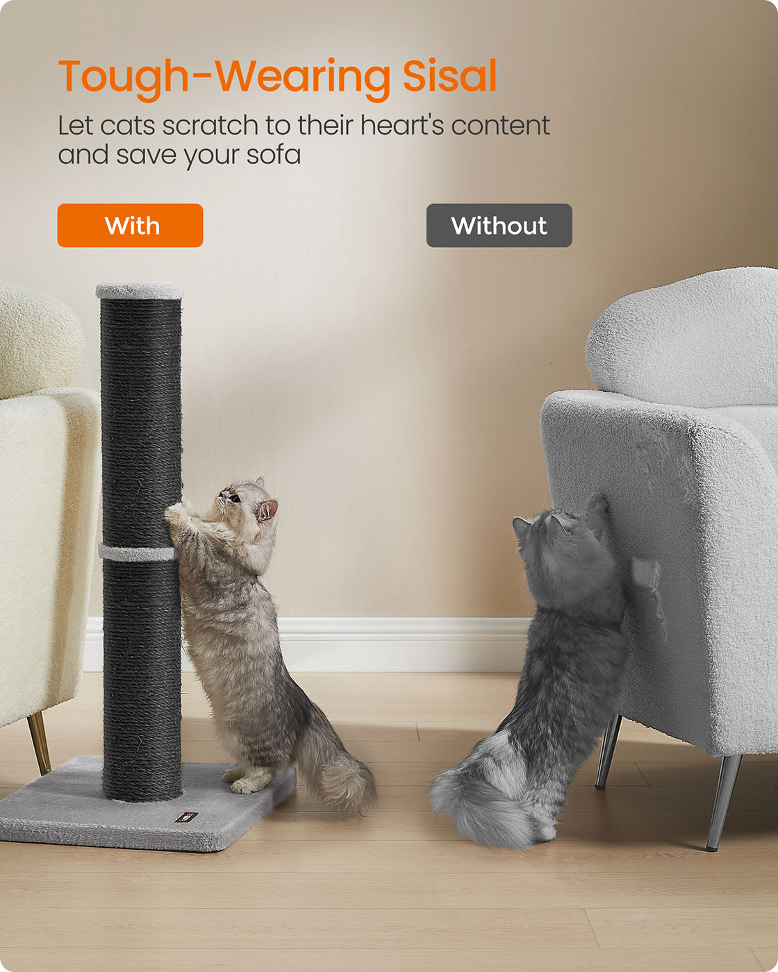 Cat Scratching Post - Ink Black - Sisal