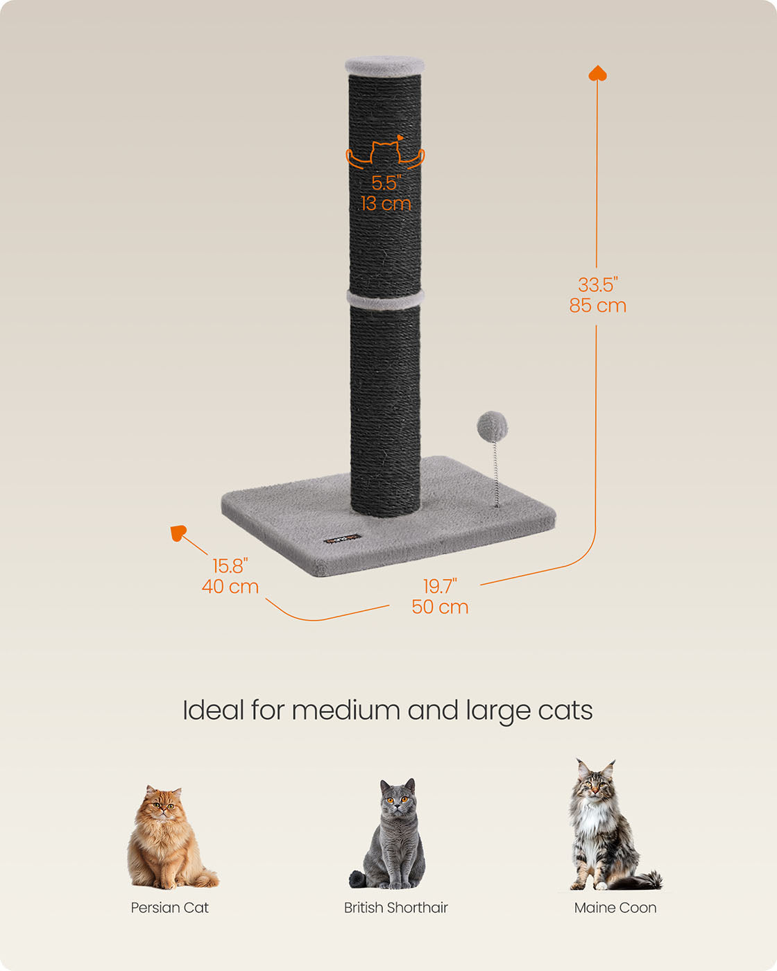 Cat Scratching Post - Ink Black - Sisal