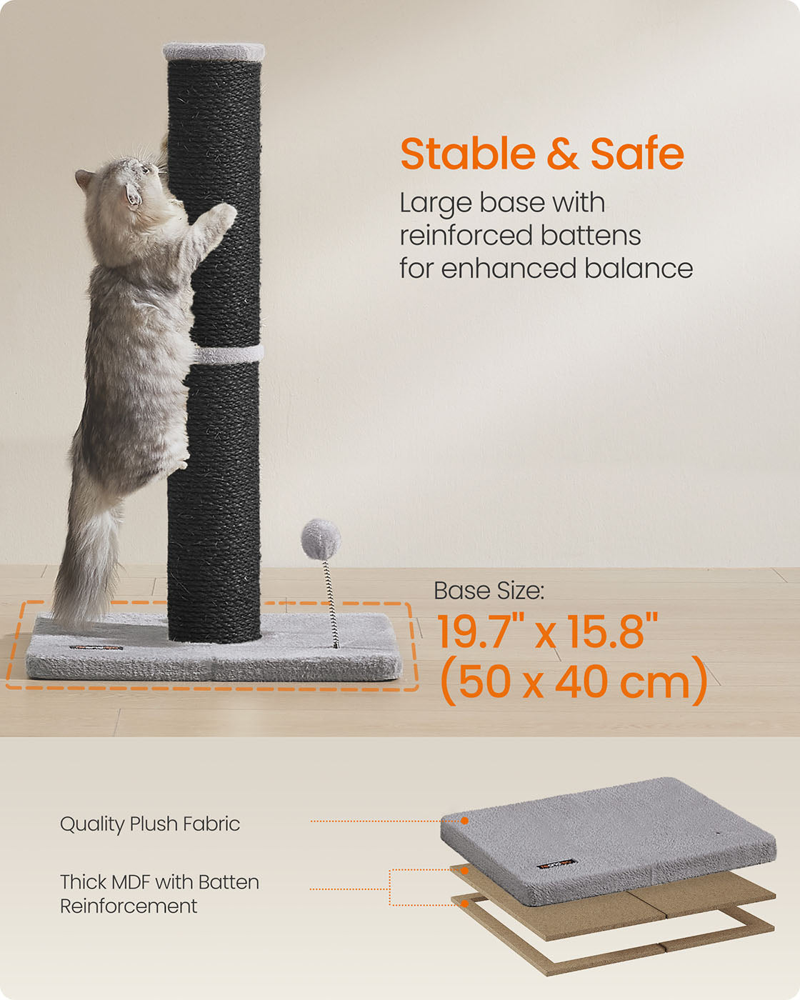 Cat Scratching Post - Ink Black - Sisal