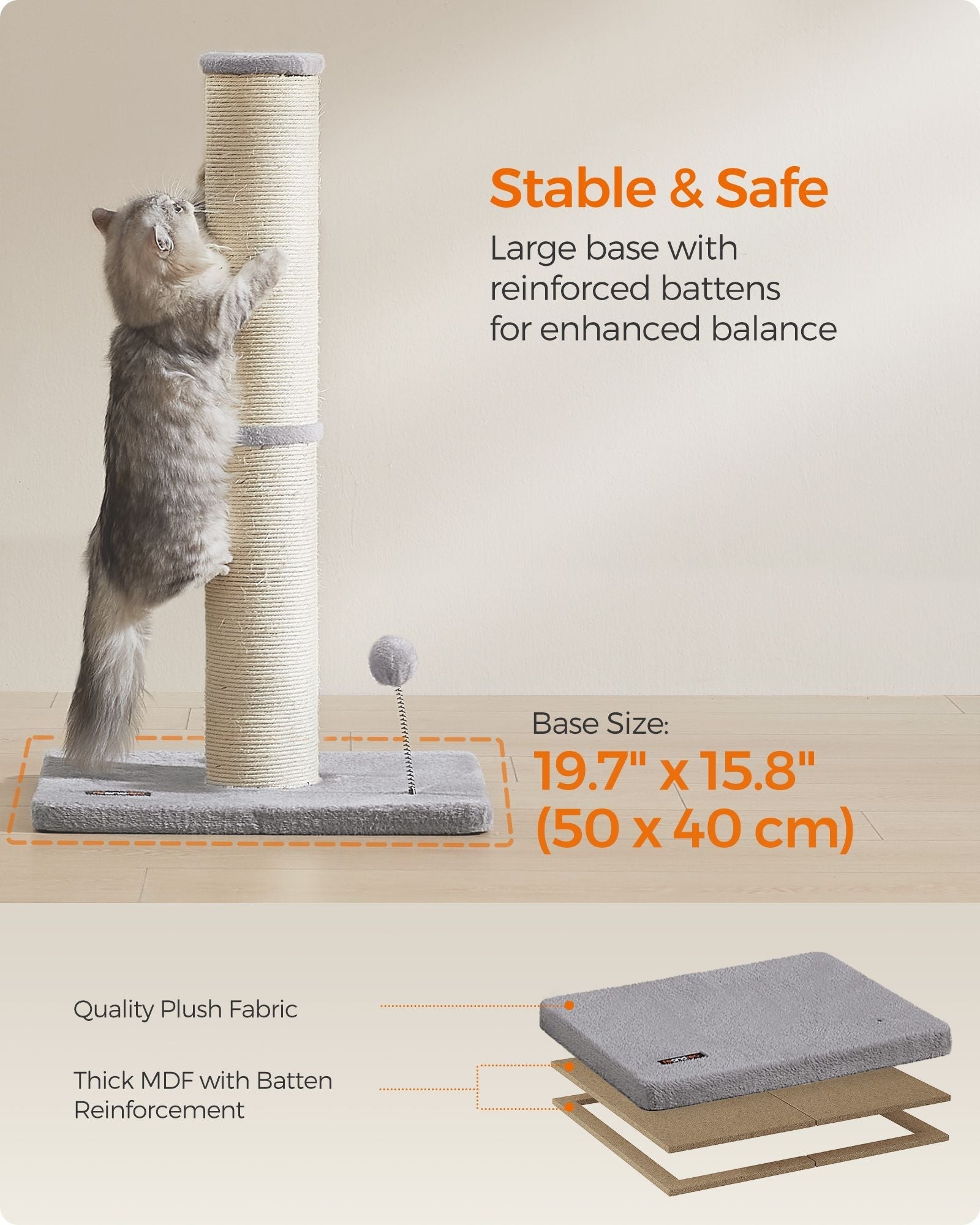 Cat Scratching Post - Dove Grey - Sisal