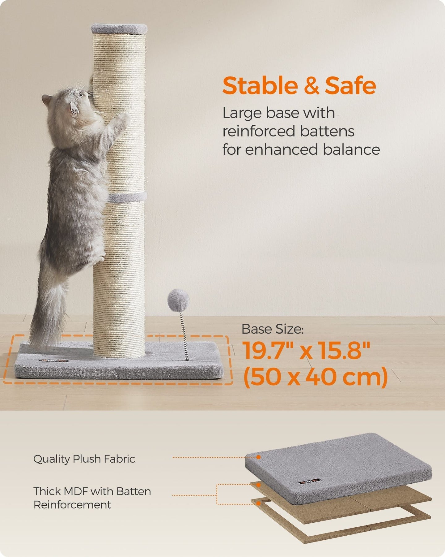 Cat Scratching Post - Dove Grey - Sisal