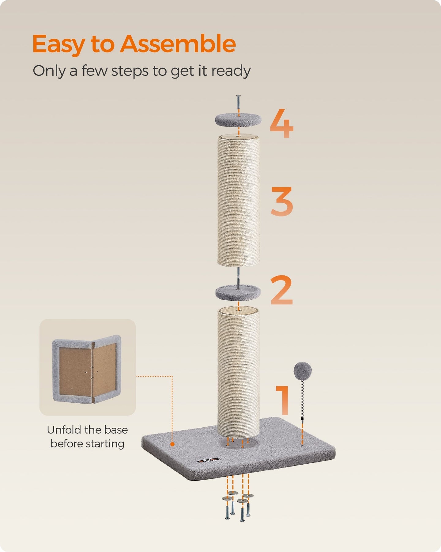 Cat Scratching Post - Dove Grey - Sisal