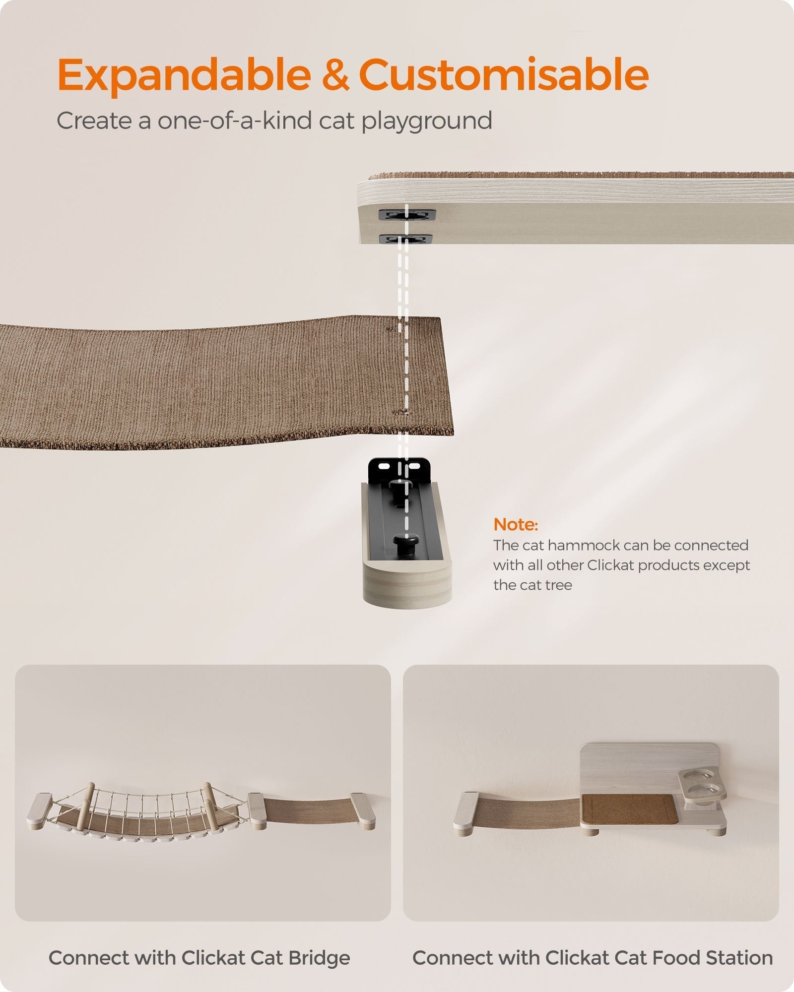 Wall-Mounted Cat Hammock - Wood - Natural