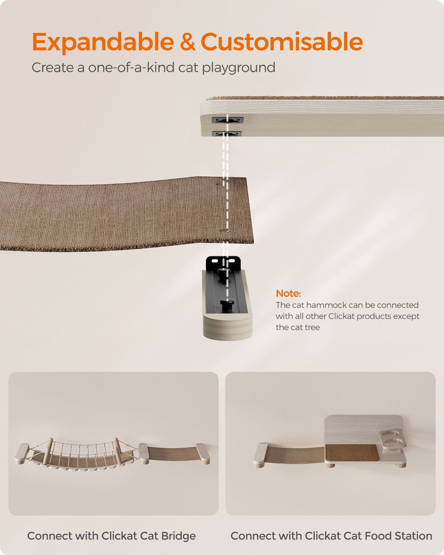 Wall-Mounted Cat Hammock - Wood - Natural
