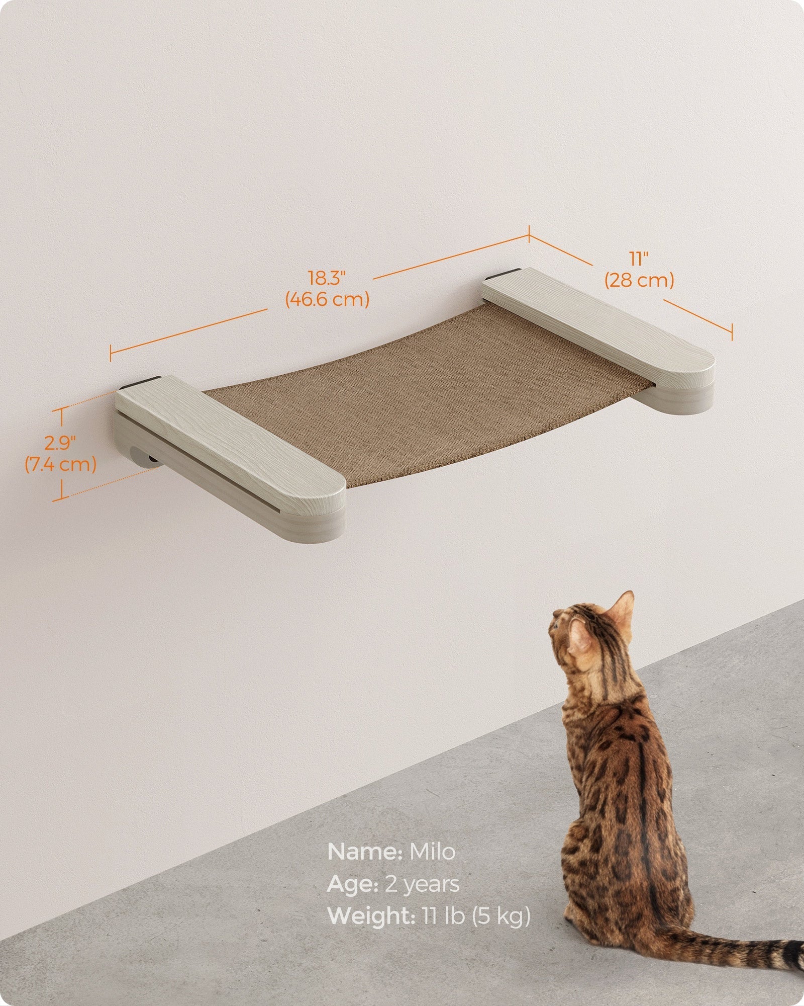 Wall-Mounted Cat Hammock - Wood - Natural