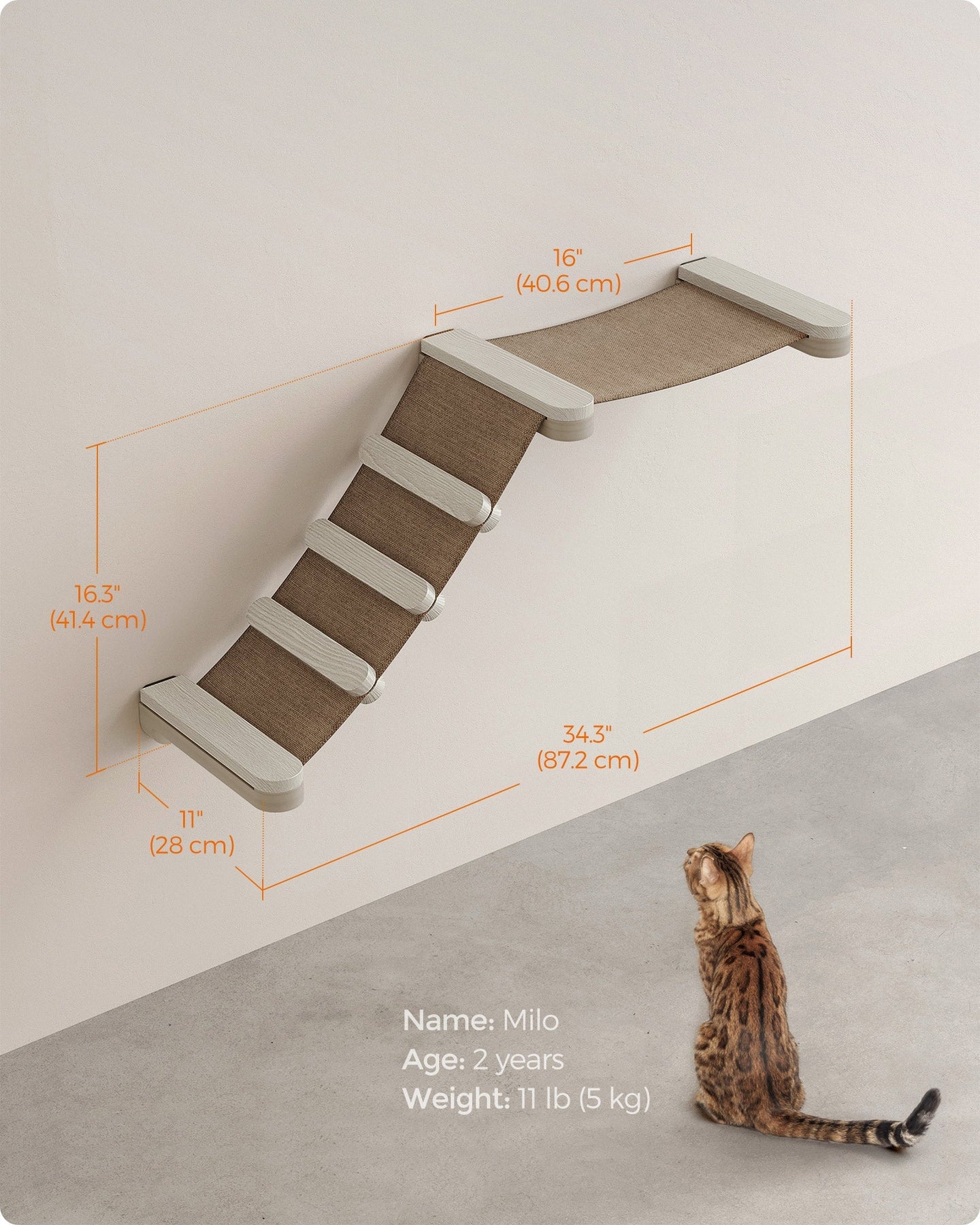 Wall-Mounted Cat Climbing Hammock - Fabric - Grey