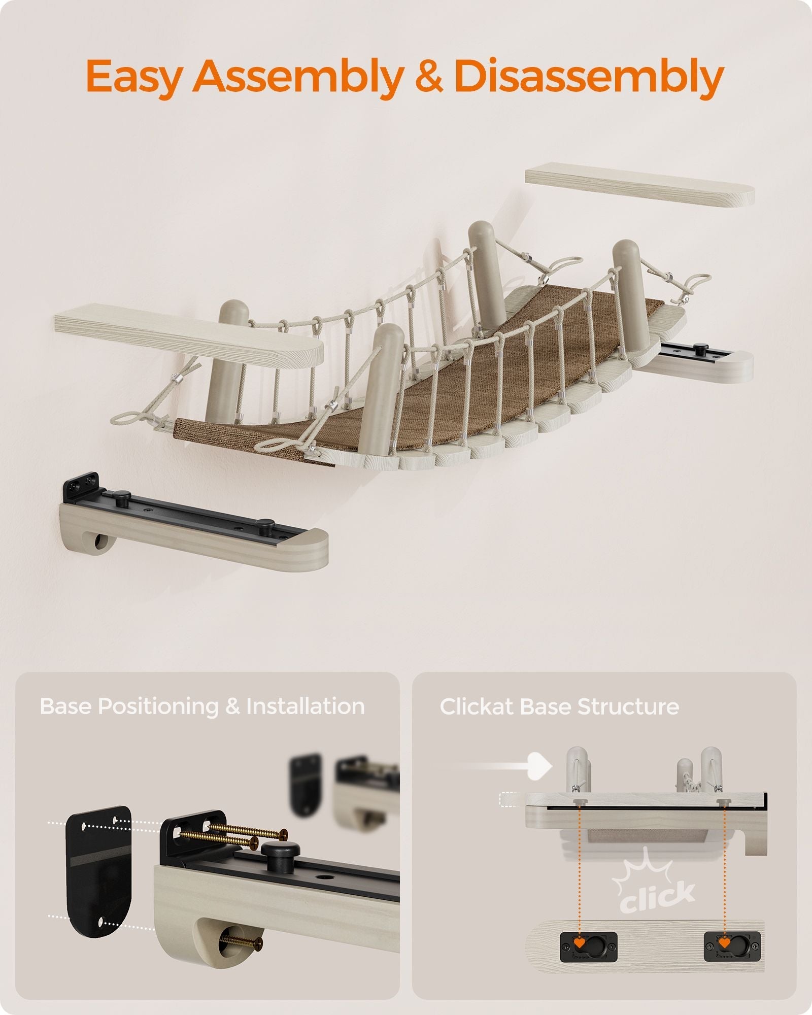 Wall-Mounted Cat Bridge - Wood - Natural