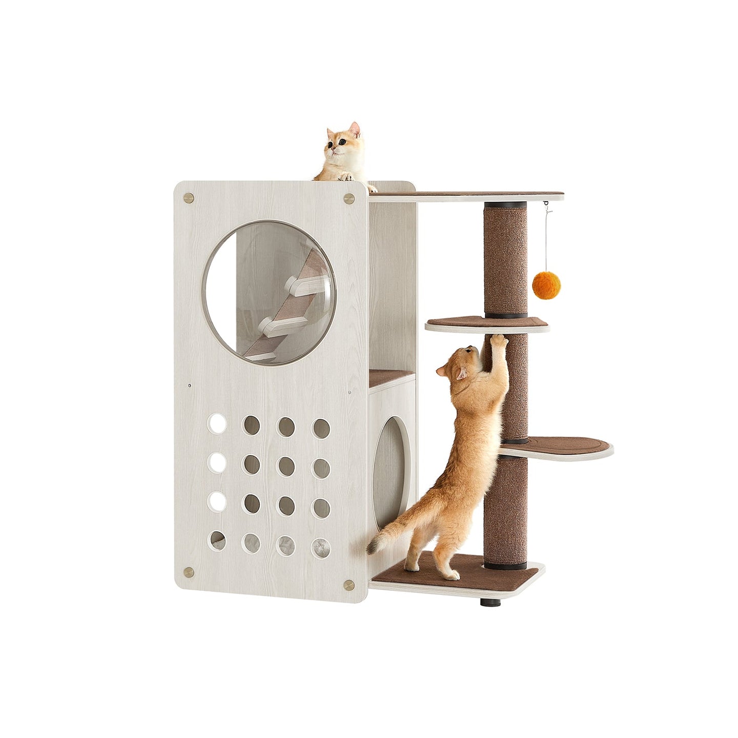 Cat Tree - Wood - Natural - Includes Scratching Post and Soft Ladder