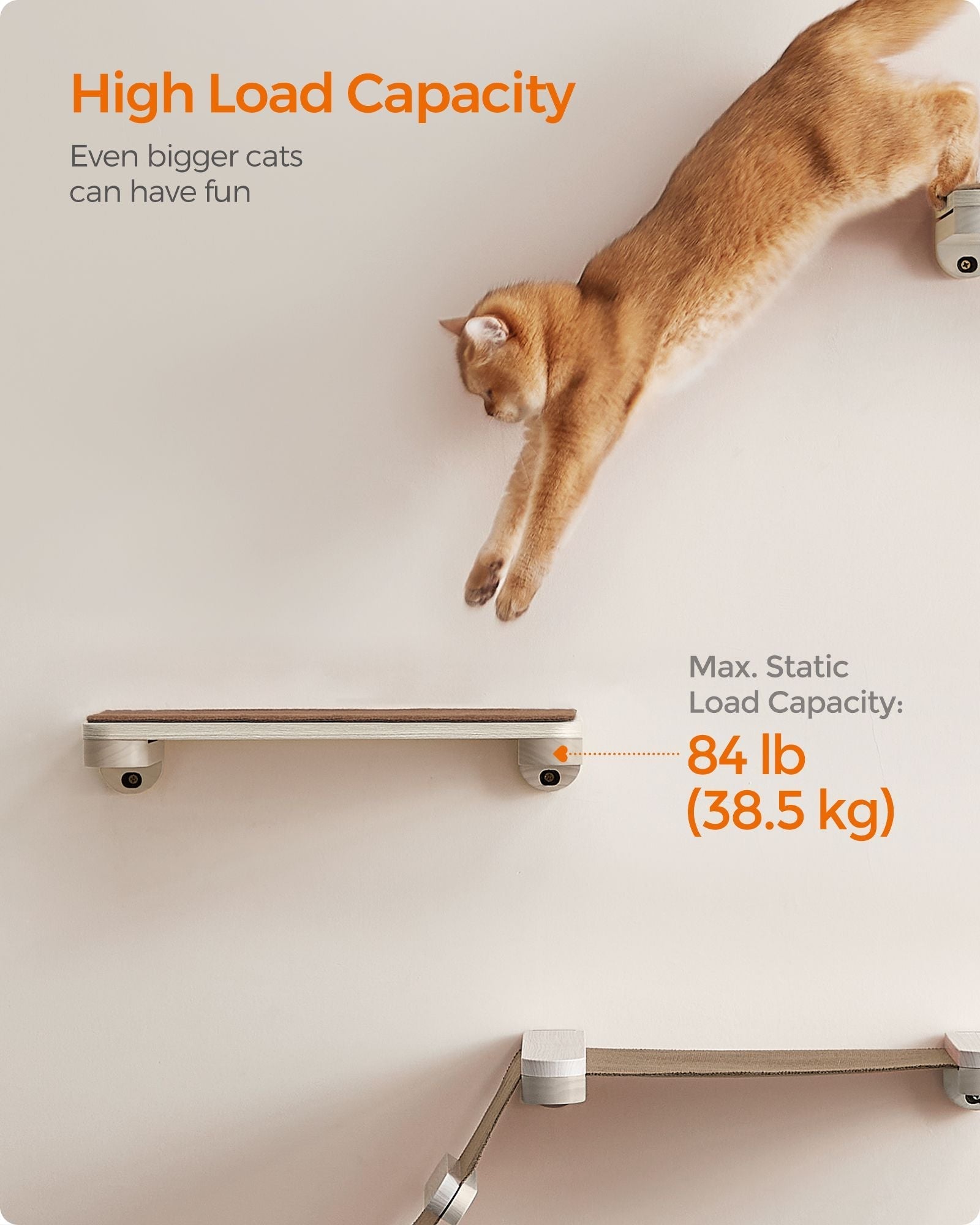 Wall-Mounted Cat Shelf - Engineered Wood - Natural Finish - Comfortable Felt Pad