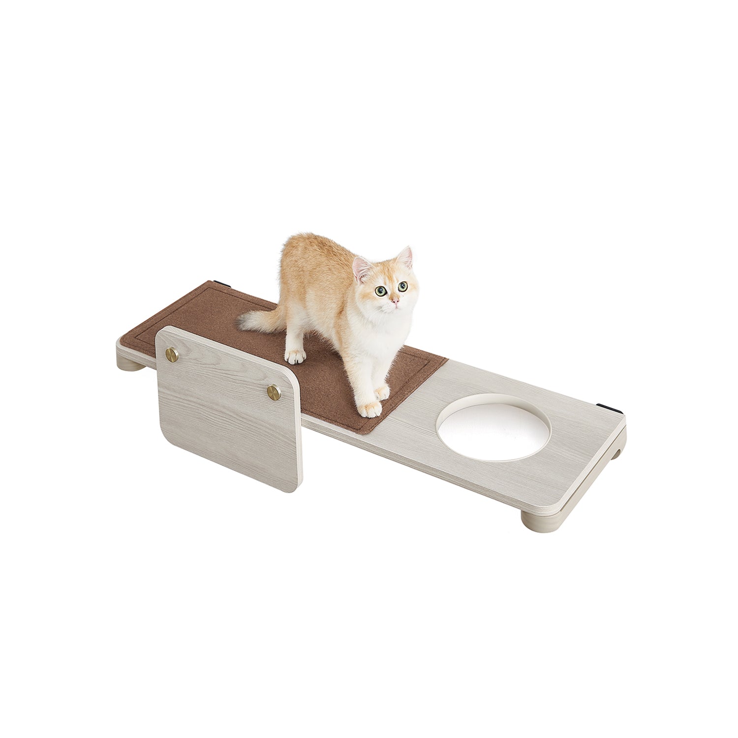 Wall-Mounted Cat Shelf - Wood - Natural Finish - Large with Felt Pad