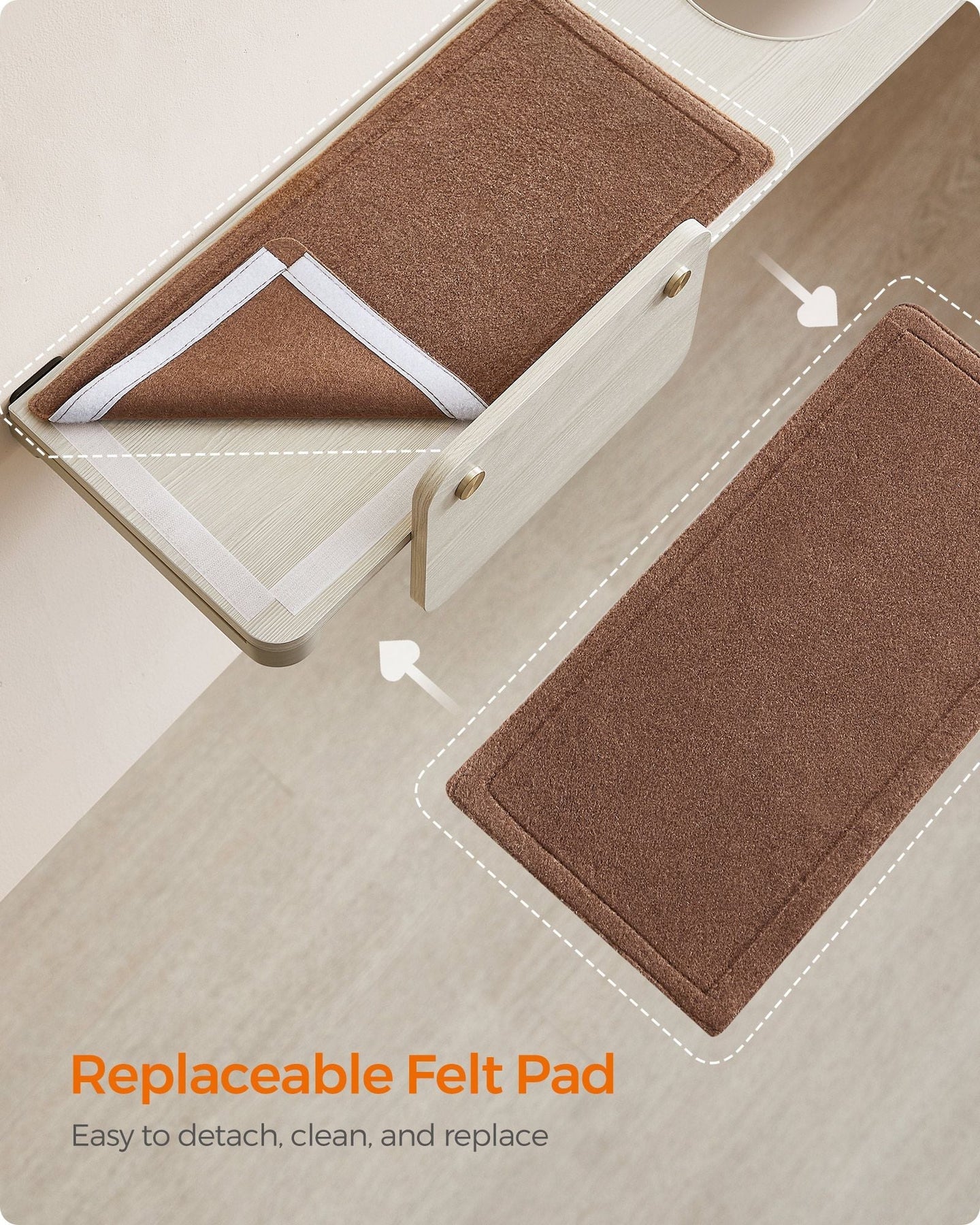 Wall-Mounted Cat Shelf - Wood - Natural Finish - Large with Felt Pad