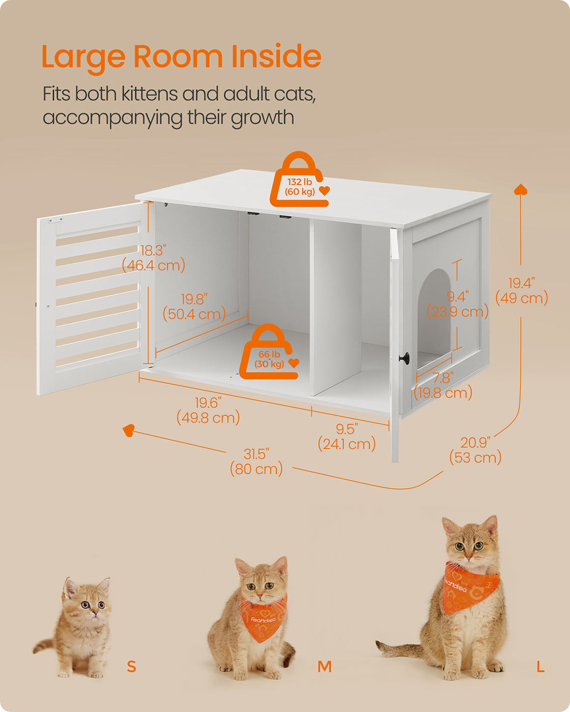 Cat Litter Box Enclosure - Cloud White - PCL