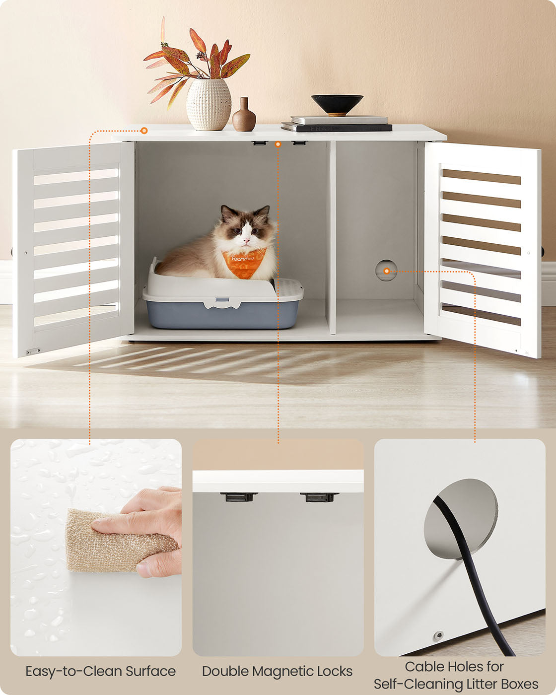 Cat Litter Box Enclosure - Cloud White - PCL