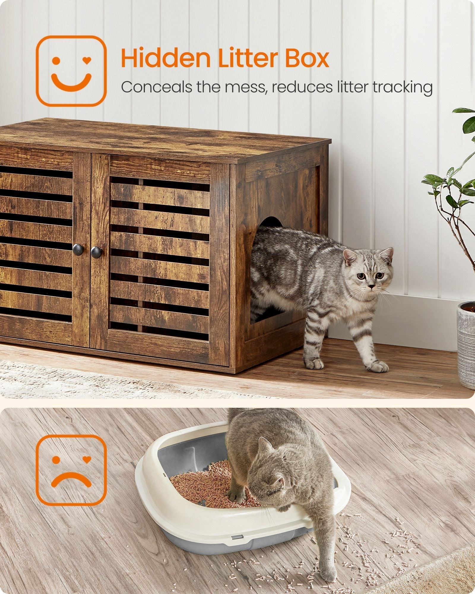Cat Litter Box Enclosure - Rustic Brown - PCL