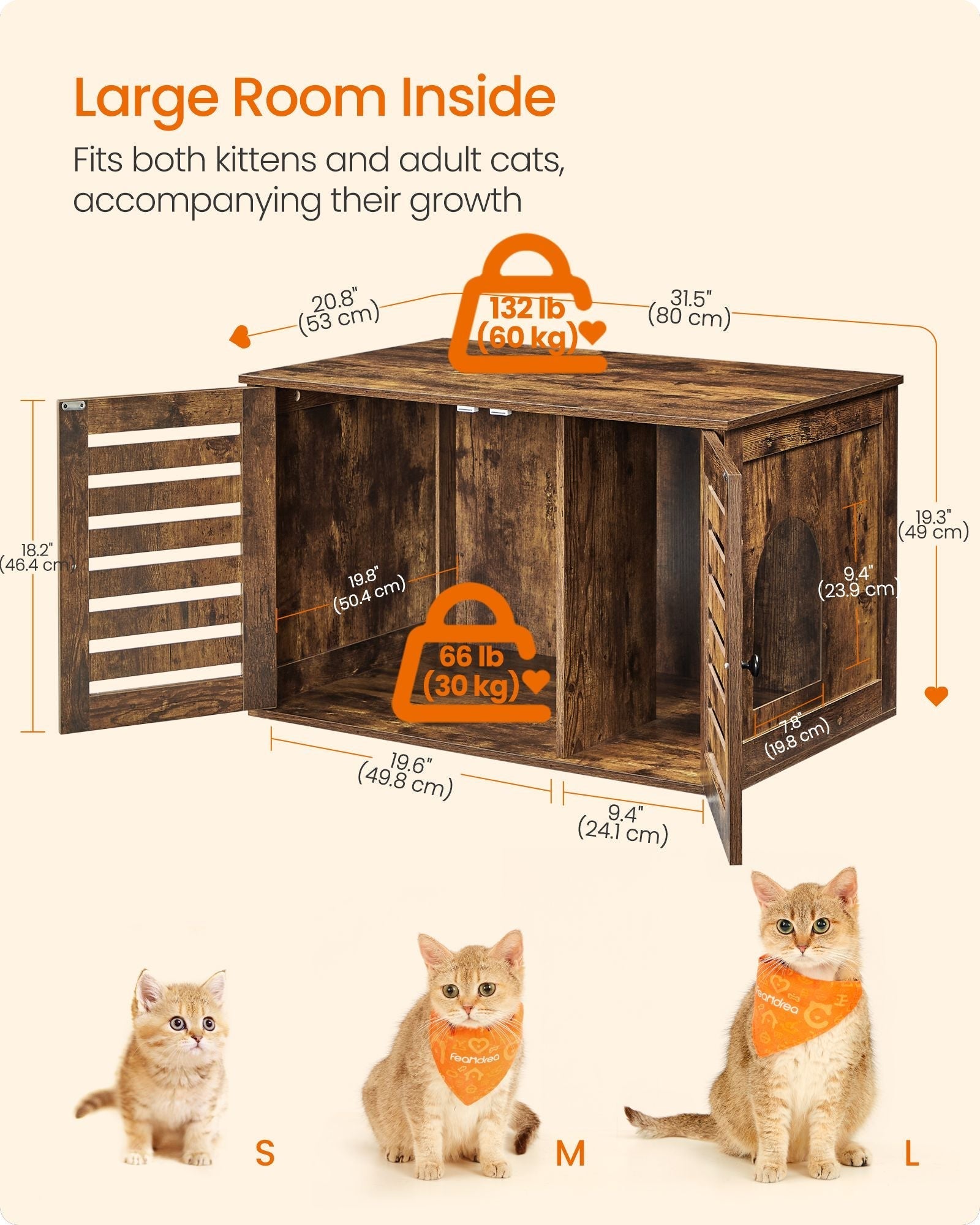 Cat Litter Box Enclosure - Rustic Brown - PCL