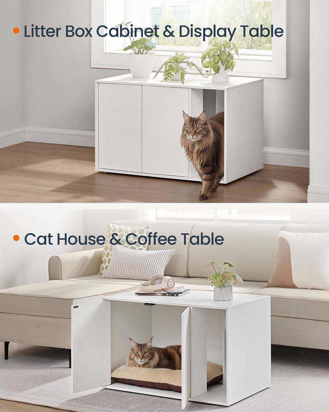 Cat Litter Box Enclosure - Plywood - Snow White - Toolless Assembly