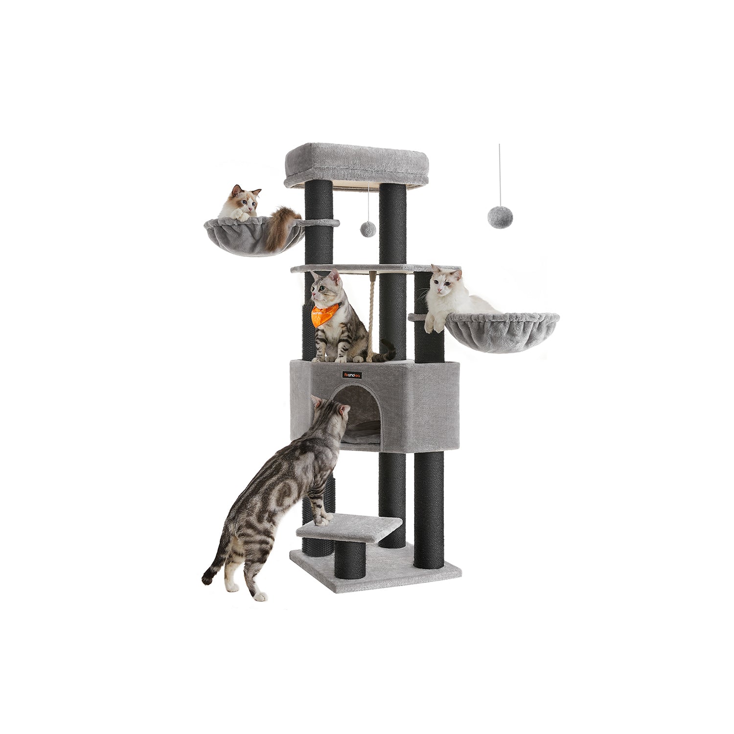 Heavy-Duty Cat Tower - Engineered Wood - Gray - 9 Scratching Posts