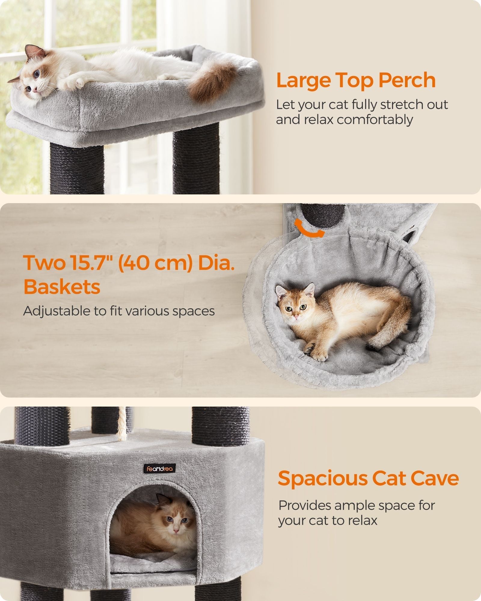 Heavy-Duty Cat Tower - Engineered Wood - Gray - 9 Scratching Posts