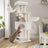 Cat Condo - Heavy-Duty Fabric - Dove Grey and Beige - Features Self-Warming Pads and 9 Scratching Posts