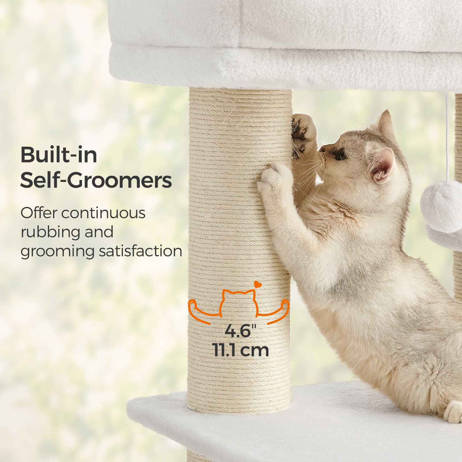 Cat Condo - Heavy-Duty Fabric - Dove Grey and Beige - Features Self-Warming Pads and 9 Scratching Posts