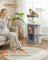 Cat Tree Tower - Engineered Wood - Light Grey - Multi-Cat Design with 2 Caves and Scratching Posts