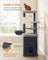 Multi-Level Cat Tree - Engineered Wood - Dove Grey - Includes Caves