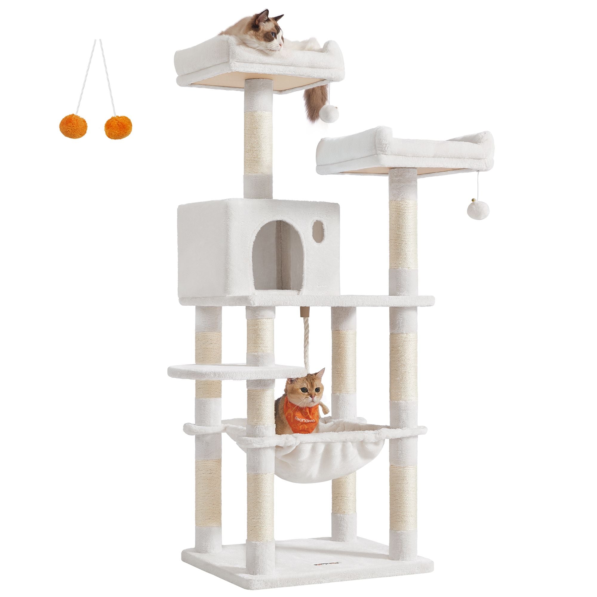 Cat Tower - Engineered Wood - Light Grey - Stable Design with Cat Cave