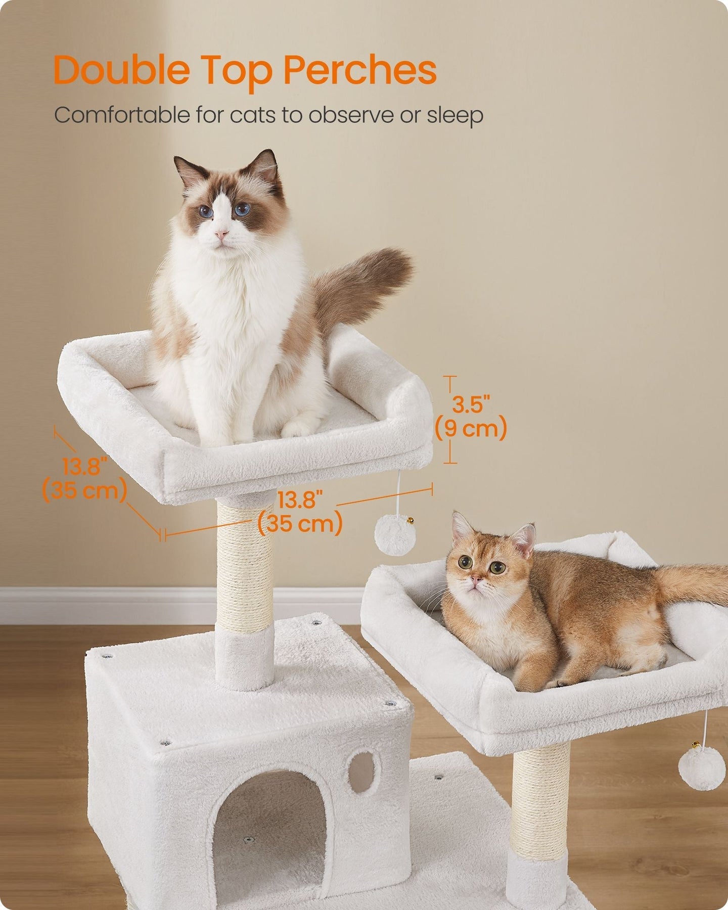 Cat Tower - Engineered Wood - Light Grey - Stable Design with Cat Cave