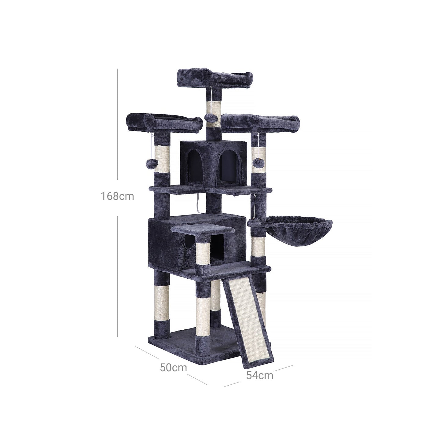Cat Tree - XXL 168 cm Cat Condo - Plywood - Smoky Gray