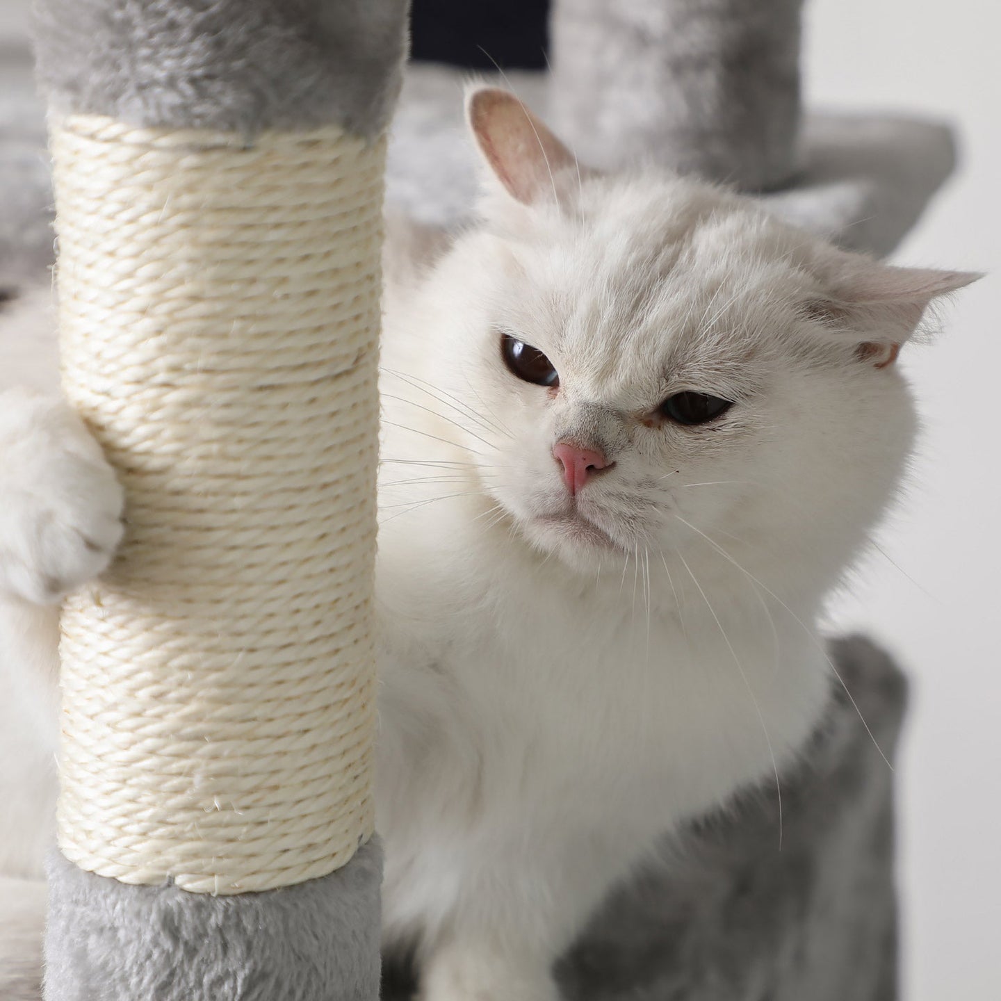 Cat Tree - XXL Design 168 cm - Wood - Light Grey