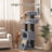 Large Cat Tree - Plush Fabric - Light Grey - With Scratching Post and Cuddle Cave