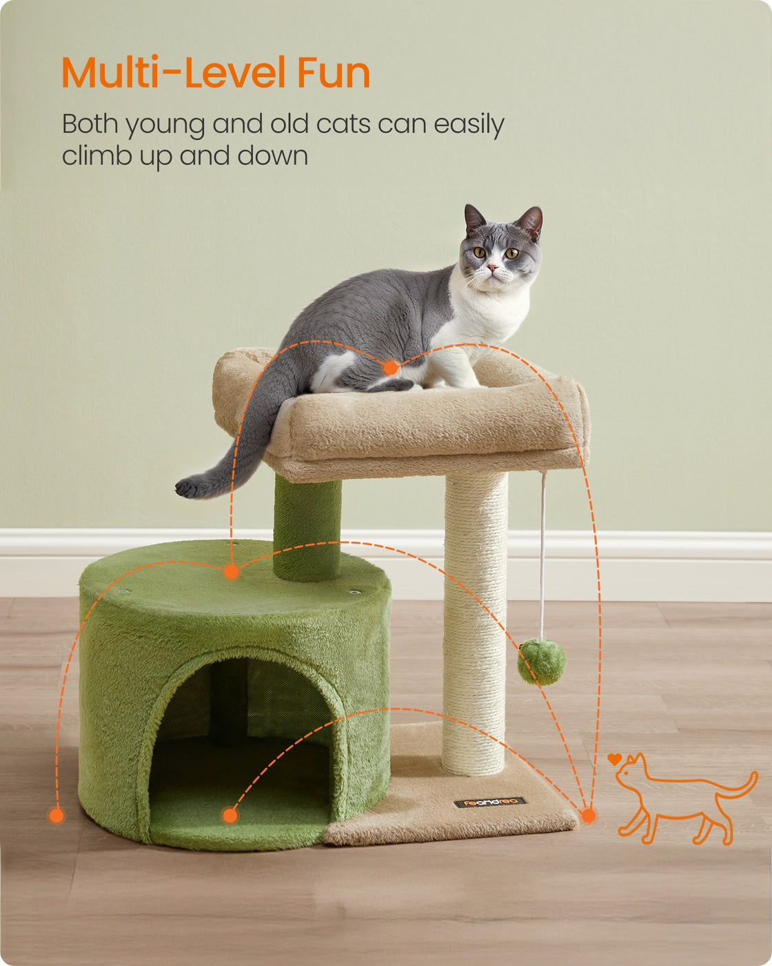 Cat Tree - 55L - Particleboard - Sisal Posts
