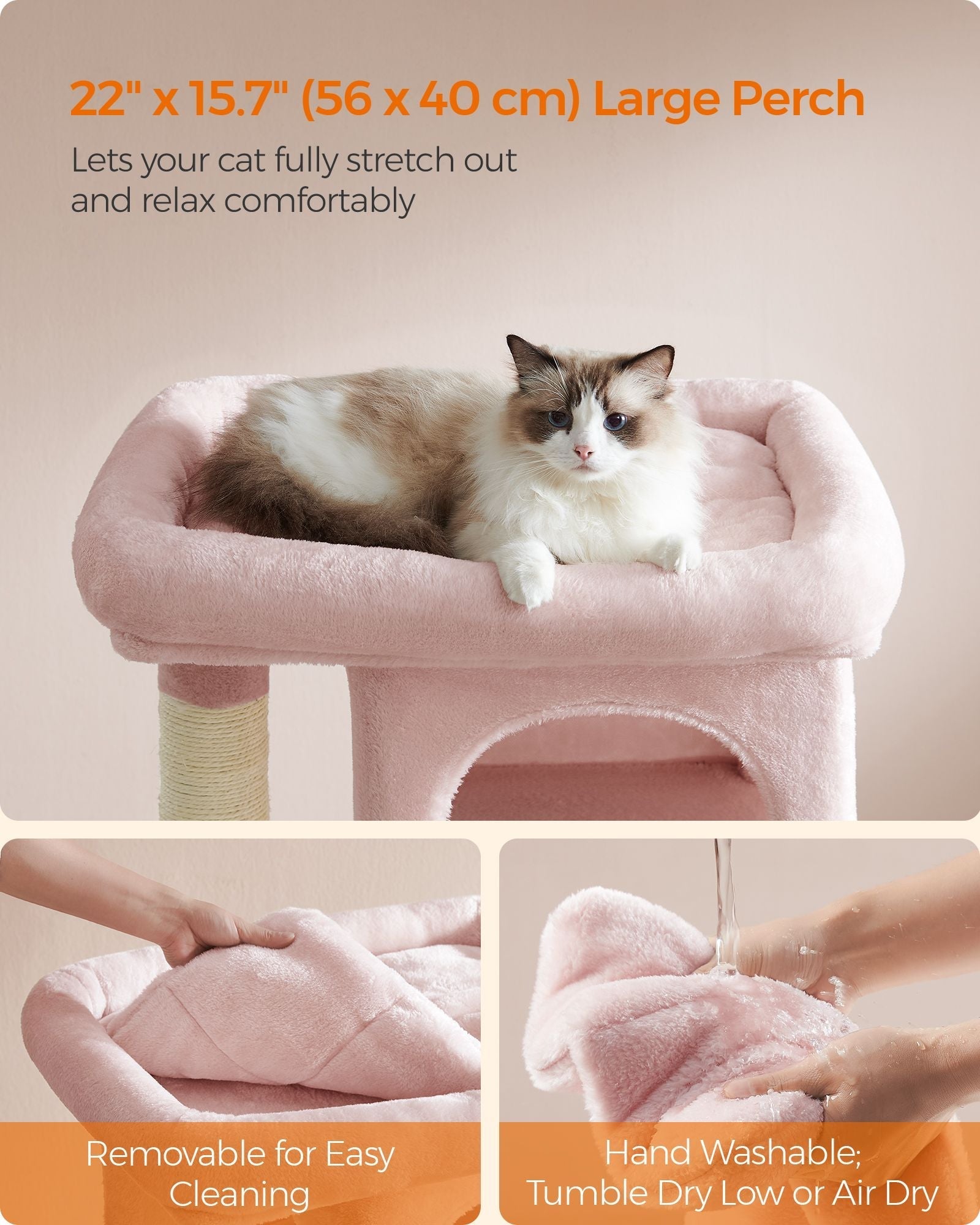 Cat Tree - Engineered Wood - Jelly Pink - Includes Scratching Posts and Cat Caves