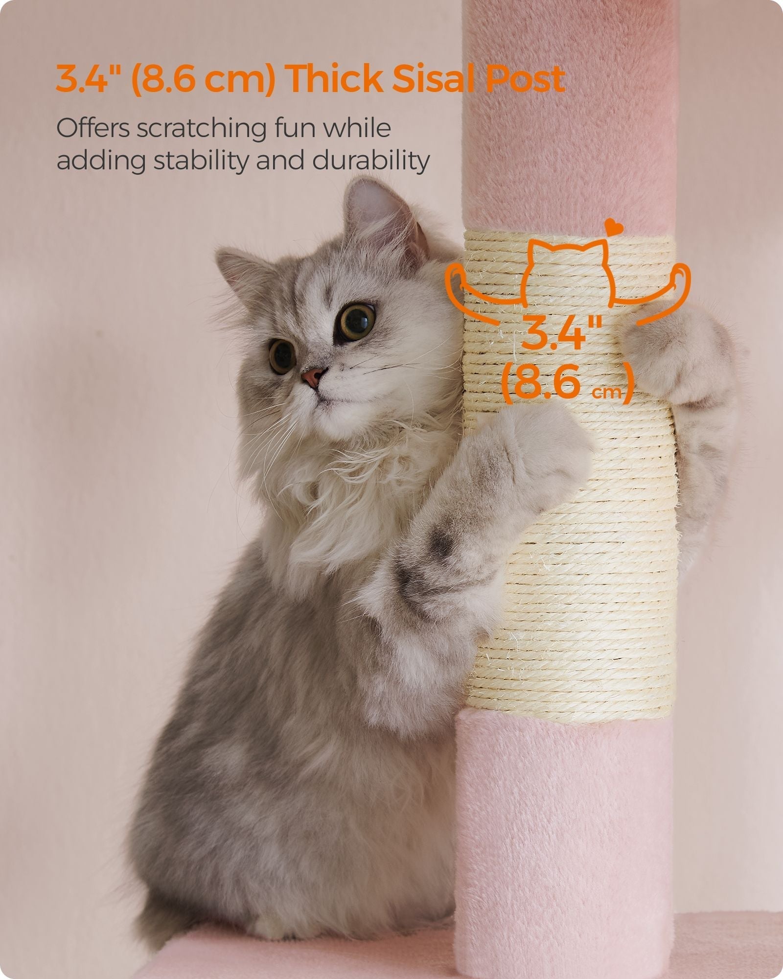 Cat Tree - Engineered Wood - Jelly Pink - Includes Scratching Posts and Cat Caves