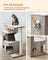 Cat Tree - MDF with Wood Veneer - Heather Greige - Medium with 3 Beds and Cave