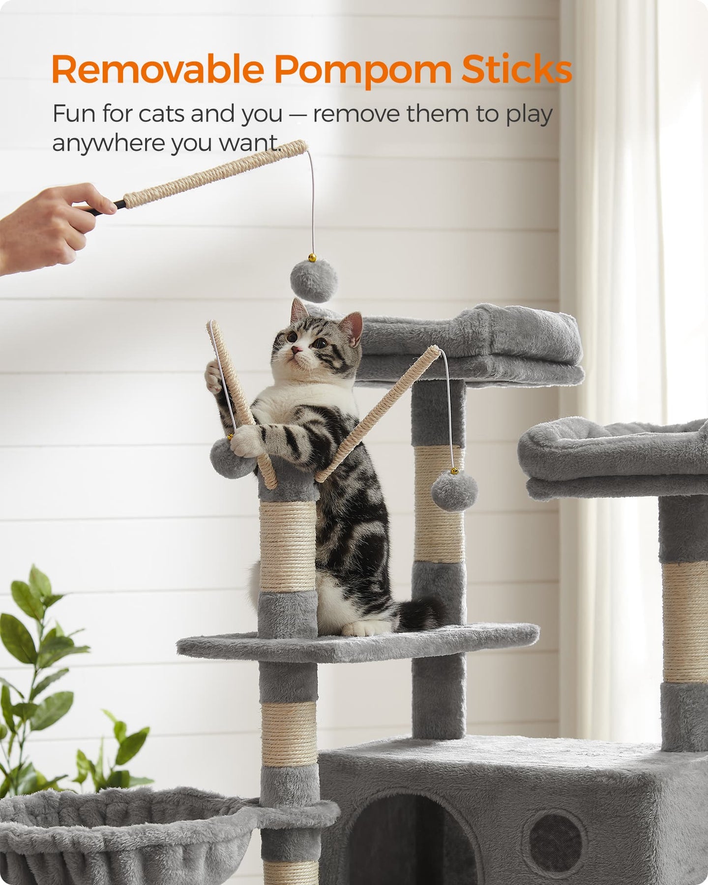 Cat Tree - Engineered Wood - Light Gray - XXL Design