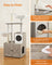 Cat Tree - Wood - Greige - 2-in-1 Design with Litter Box Enclosure and Scratching Posts