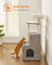 Cat Tree - Wood - Greige - 2-in-1 Design with Litter Box Enclosure and Scratching Posts