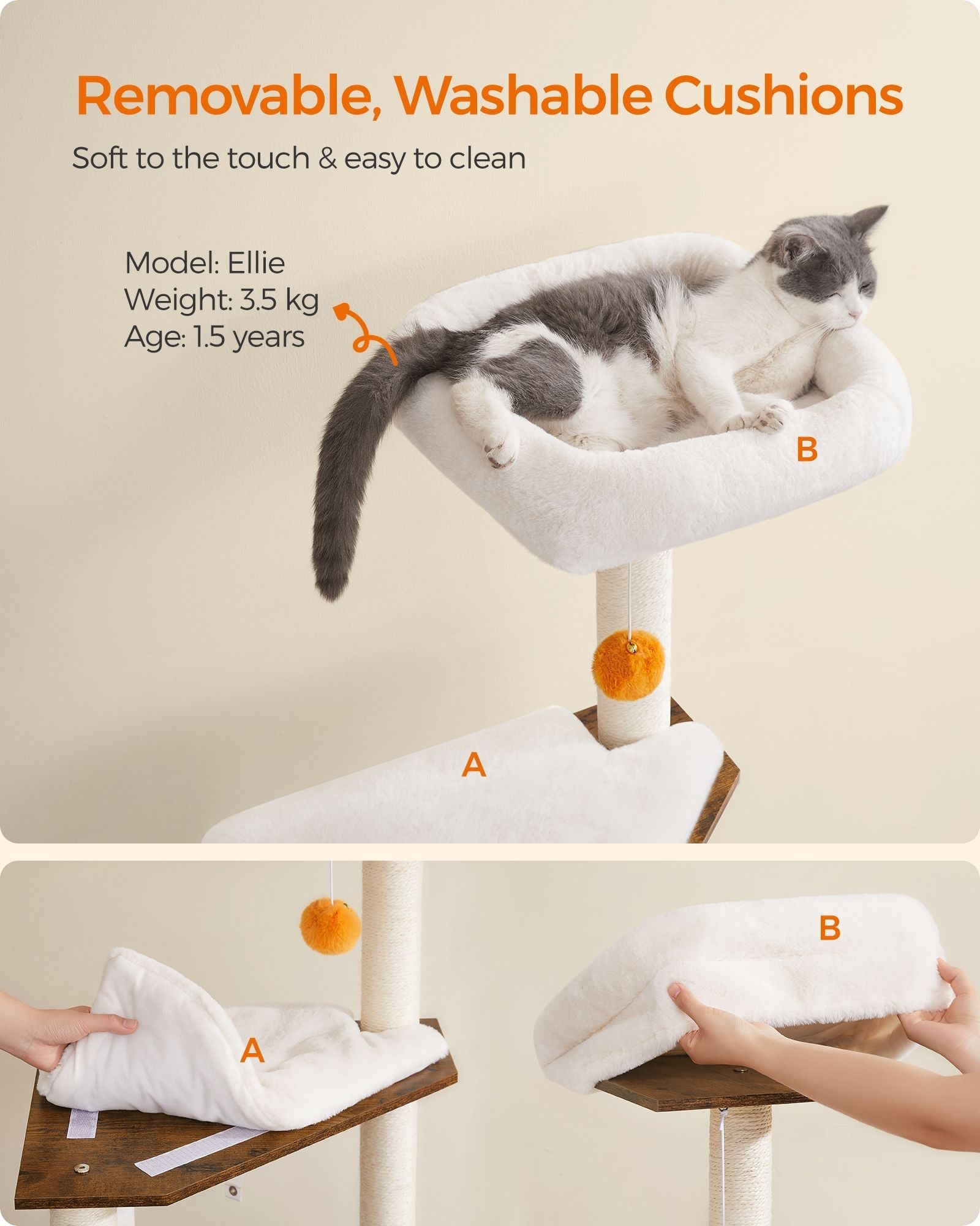 Cat Tree - Engineered Wood - Rustic Brown - 2-in-1 Design with Litter Box Enclosure and Self Groomer