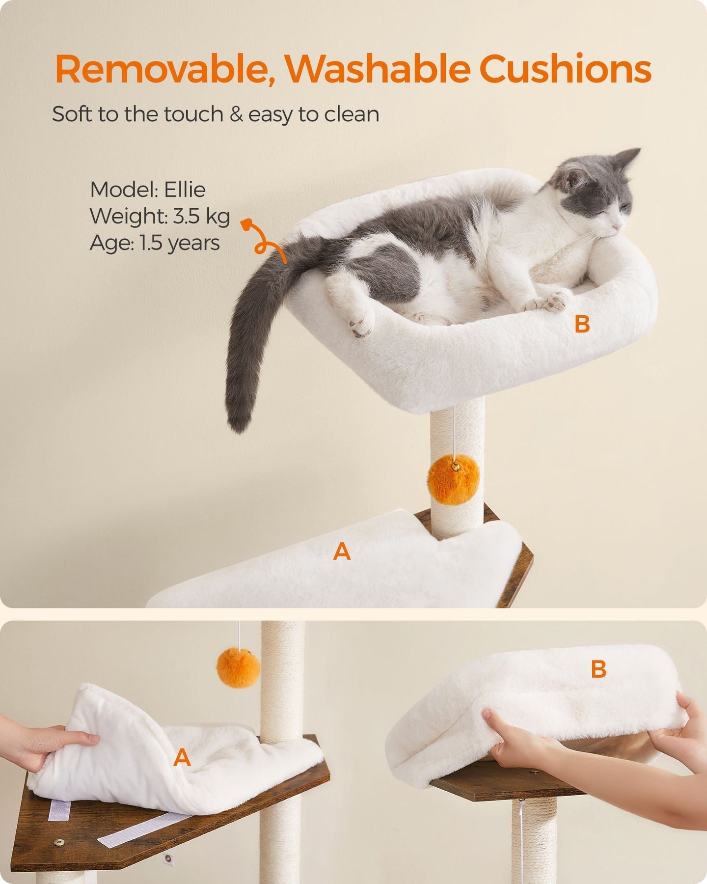 Cat Tree - Engineered Wood - Rustic Brown - 2-in-1 Design with Litter Box Enclosure and Self Groomer