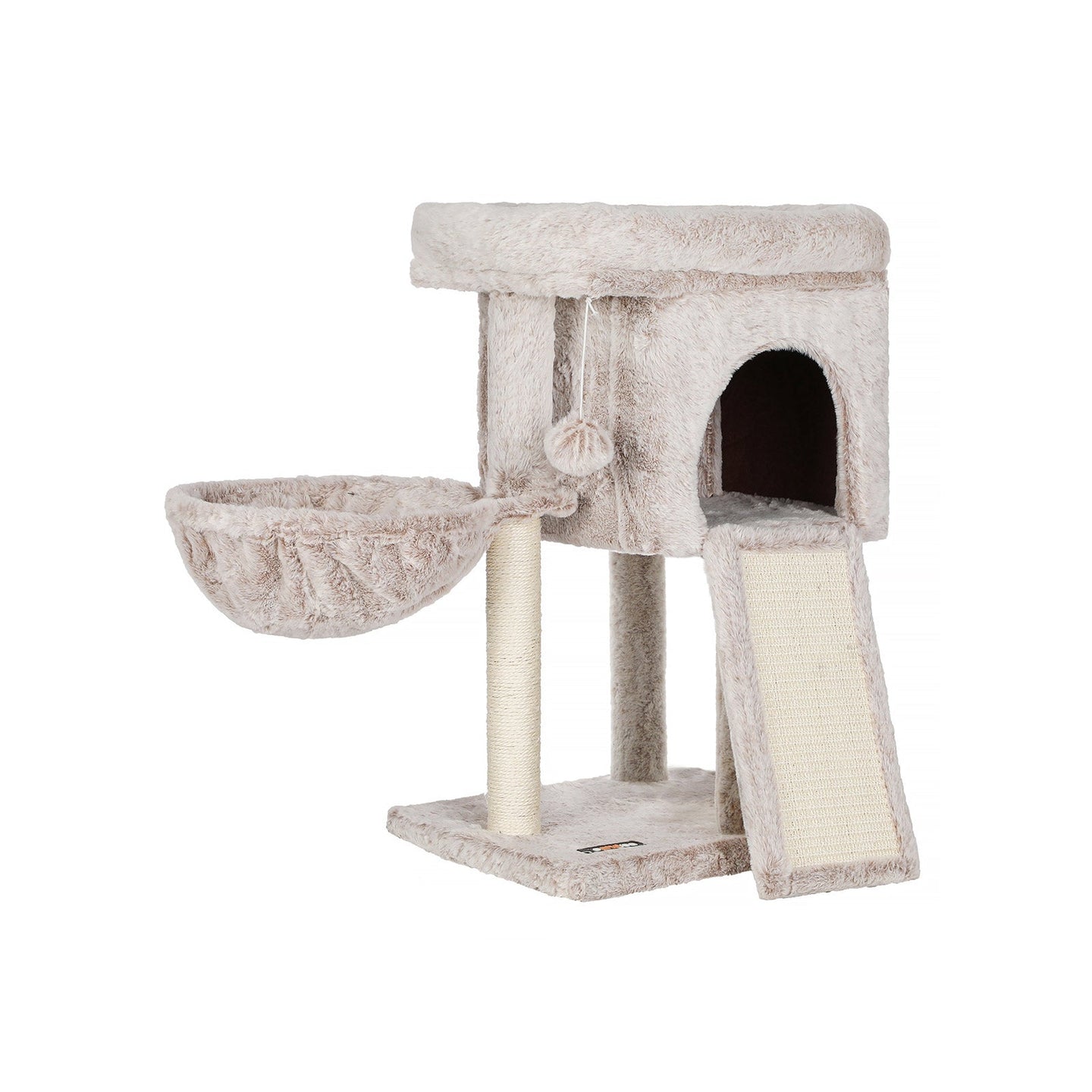 Small Cat Tree - 66 cm with Hammock - Light Brown - PCT Material