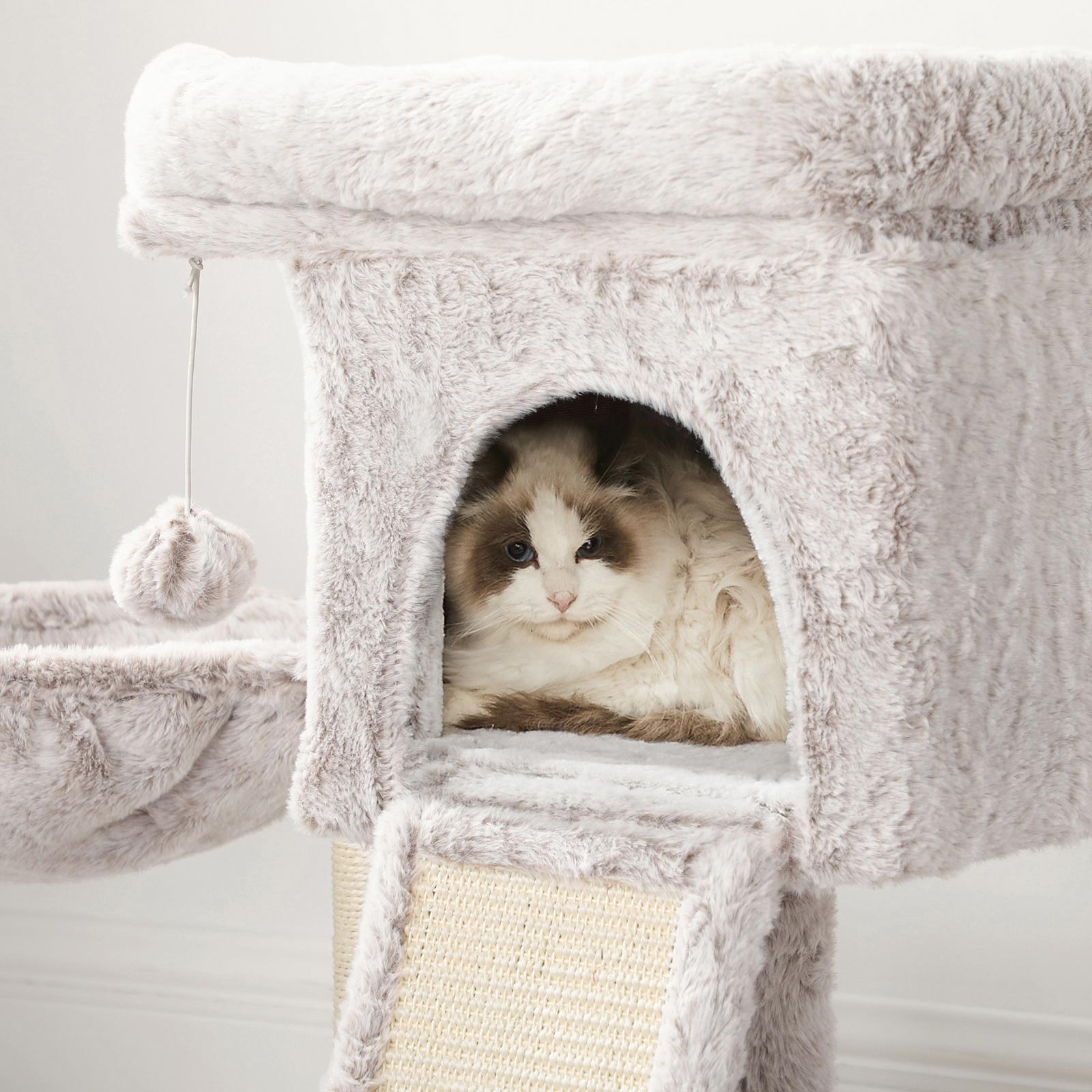 Small Cat Tree - 66 cm with Hammock - Light Brown - PCT Material