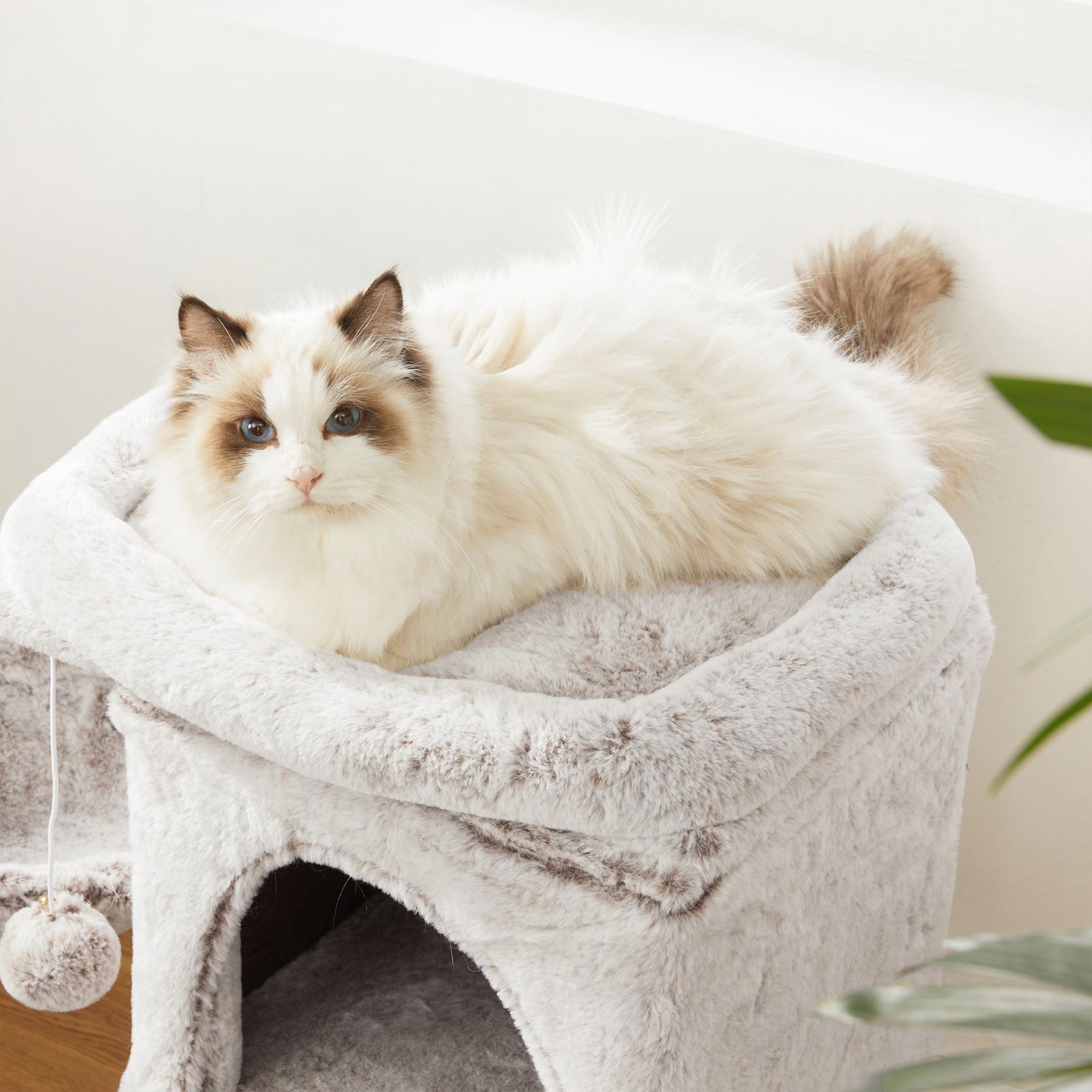 Small Cat Tree - 66 cm with Hammock - Light Brown - PCT Material