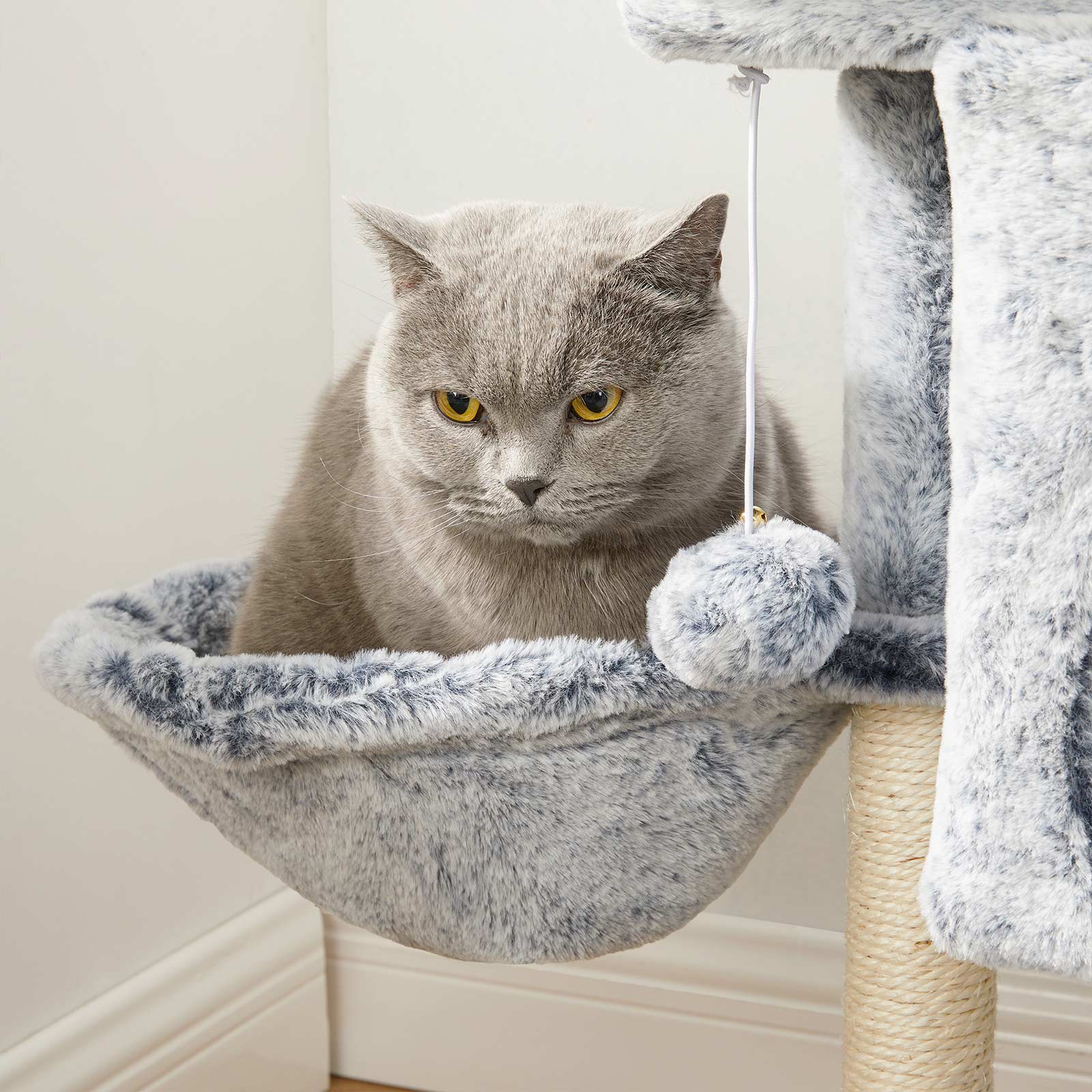 Cat Tower - 66 cm Height - Particle Board - Light Gray