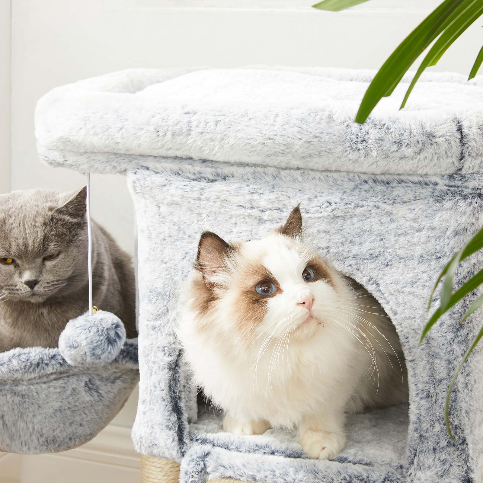 Cat Tower - 66 cm Height - Particle Board - Light Gray