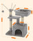 Cat Tree - Engineered Wood - Light Grey - 72 cm Height with Pompoms