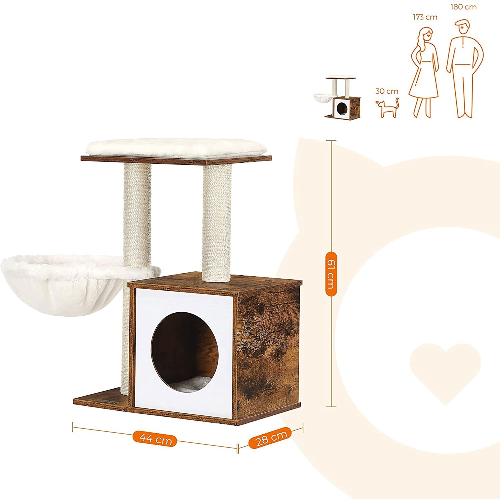 Cat House - Rustic Brown - Wooden