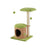 Cat Tree House - Wood - Spring Green - Includes Scratching Post and Padded Perch