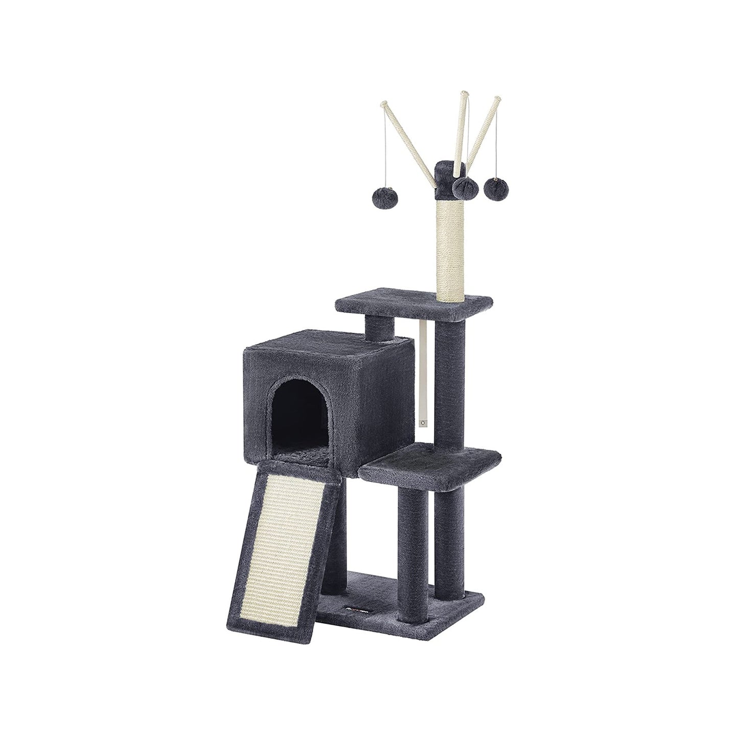 Cat Tree - Engineered Wood - Light Grey - Multi-Level with Scratching Post